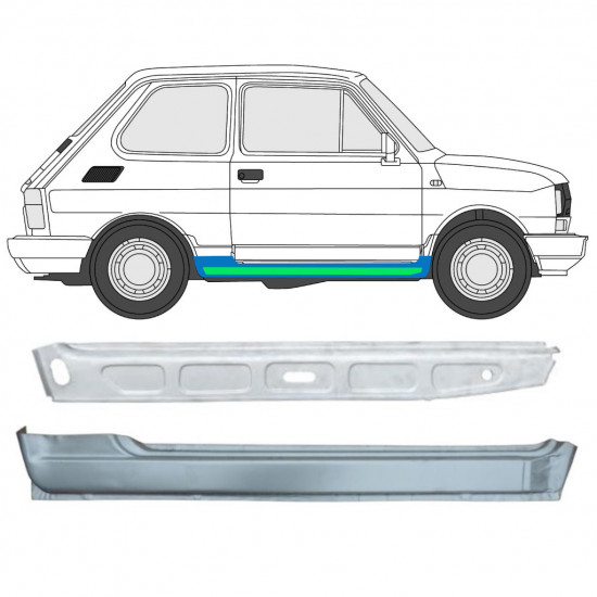 Pannello di riparazione sottoporta interno ed esterno per Fiat 126p 1972-2000 / Destra / Set 11716