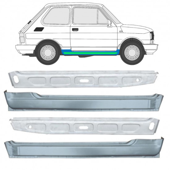 Pannello di riparazione sottoporta interno ed esterno per Fiat 126p 1972-2000 / Set 11718