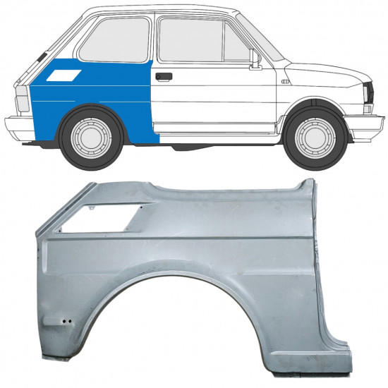 Pannello di riparazione parafango posteriore per Fiat 126p 1972-2000 / Destra 7584