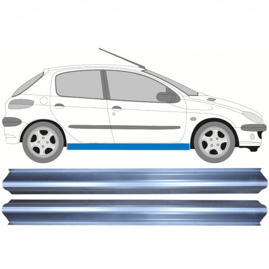 Pannello di riparazione sottoporta lamiera per Peugeot 206 206+ 1998-2012 / Sinistra = Destra (simmetrico) / Set 9958