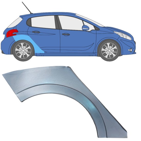 Pannello di riparazione parafango posteriore per Peugeot 208 2012-2019 / Destra 16316