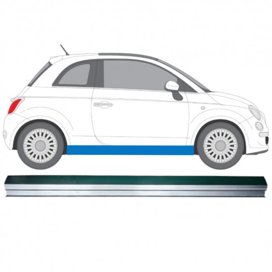 Pannello di riparazione sottoporta inferiore per Fiat 500 2007-2018 / Sinistra = Destra (simmetrico) 12946