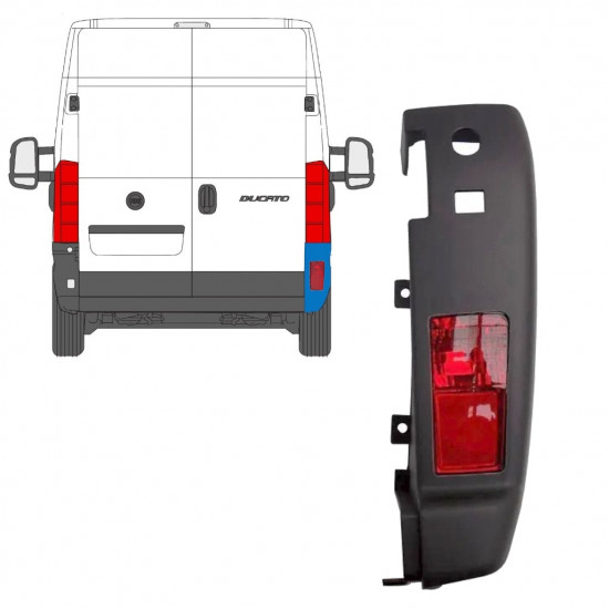 Angolo paraurti posteriore con lampada per Peugeot Boxer 2006-2018 / Destra / Set 14095
