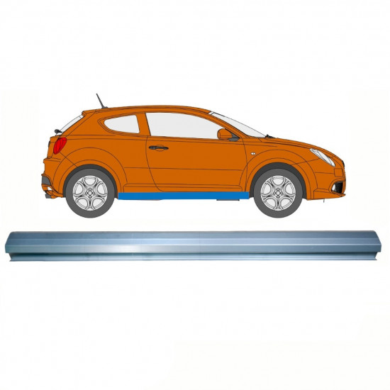Pannello di riparazione sottoporta lamiera per Alfa Romeo Mito 2008-2018 / Sinistra = Destra (simmetrico) 10707