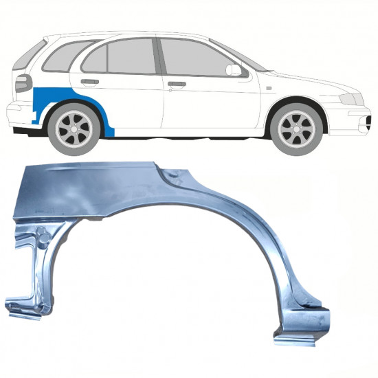 Pannello di riparazione parafango posteriore dietro la ruota per Nissan Almera N15 1995-1999 / Destra 10221