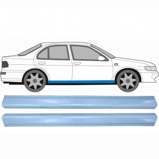 Pannello di riparazione sottoporta lamiera per Nissan Almera N15 1995-1999 / Sinistra = Destra (simmetrico) / Set 10568