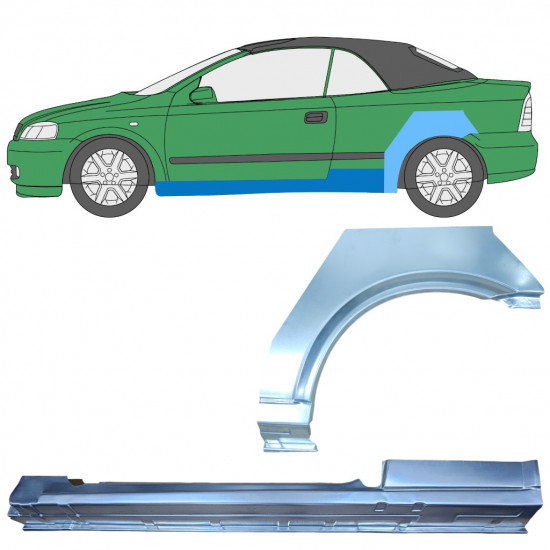 Pannello di riparazione sottoporta e parafango posteriore per Opel Astra G 1998-2009 / Sinistra / COUPE / CABRIO / Set 12593