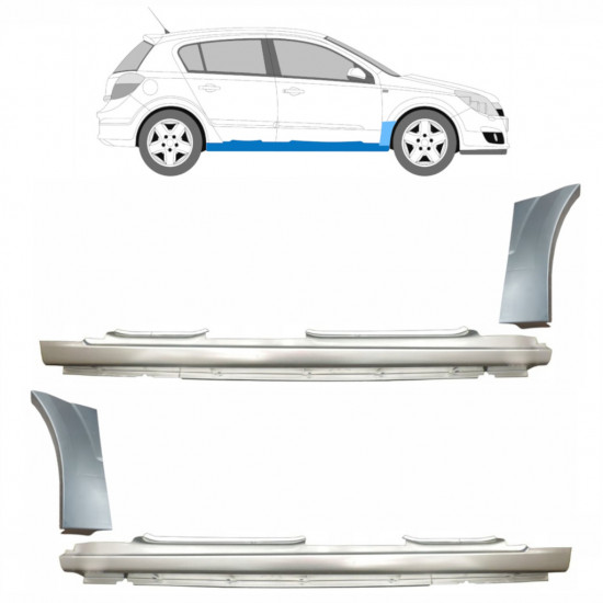 Lamiera di riparazione sottoporta completo e parafango anteriore per Opel Astra H 2003-2014 / Set 11163