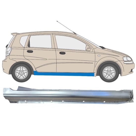 Sottoporta Lamiera Completo per Chevrolet Aveo 2003-2006 / Destra / HATCHBACK 14537