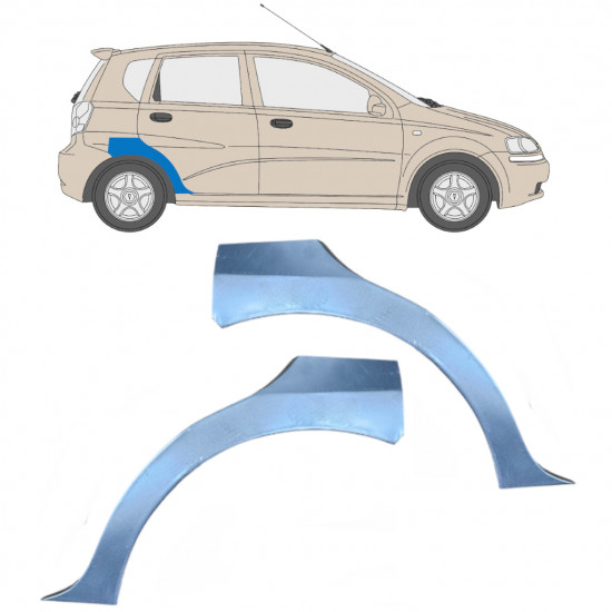 Pannello di riparazione parafango posteriore per Chevrolet Aveo 2003-2006 / Sinistra+Destra / HATCHBACK / Set 6433