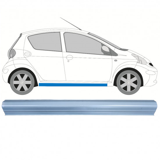 Pannello di riparazione sottoporta lamiera per Toyota Aygo 2005-2012 / Sinistra = Destra (simmetrico) 14300