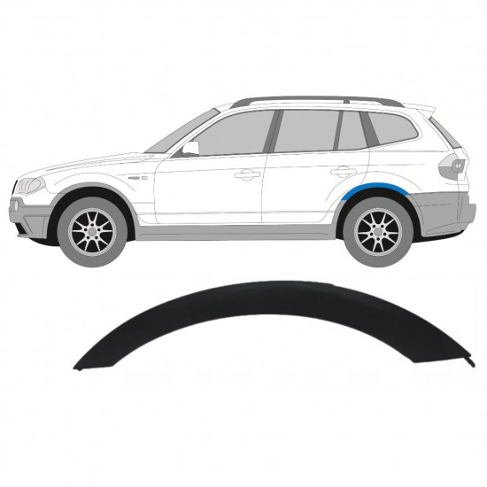 Modanatura laterale parafango posteriore per BMW X3 2003-2010 / Sinistra 7647