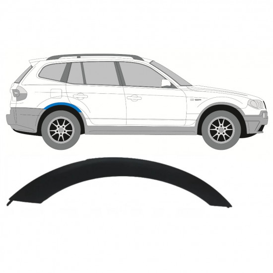 Modanatura laterale parafango posteriore per BMW X3 2003-2010 / Destra 7646
