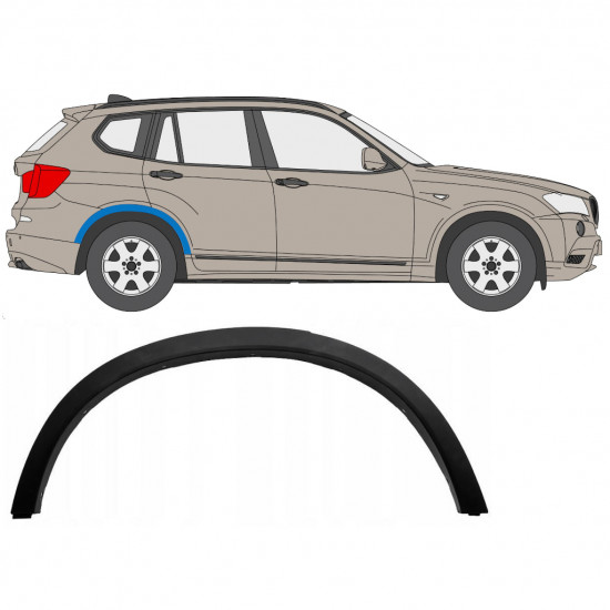 Modanatura laterale parafango posteriore per BMW X3 F25 2010-2017 / Destra 7650