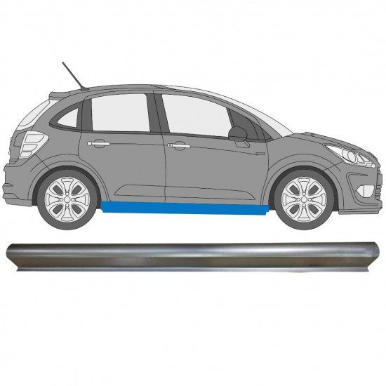 Pannello di riparazione sottoporta lamiera per Citroen C3 2009-2016 / Sinistra = Destra (simmetrico) 6578