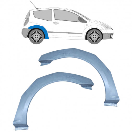 Pannello di riparazione parafango posteriore per Citroen C2 2003-2009 / Sinistra+Destra / Set 11385