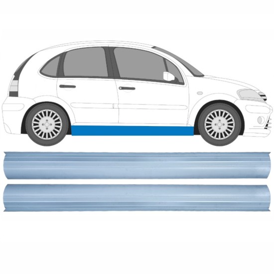 Pannello di riparazione sottoporta inferiore per Citroen C3 2002-2010 / Sinistra+Destra / Set 16122