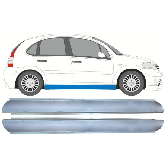 Pannello di riparazione sottoporta lamiera per Citroen C3 2002-2010 / Sinistra+Destra / Set 10899