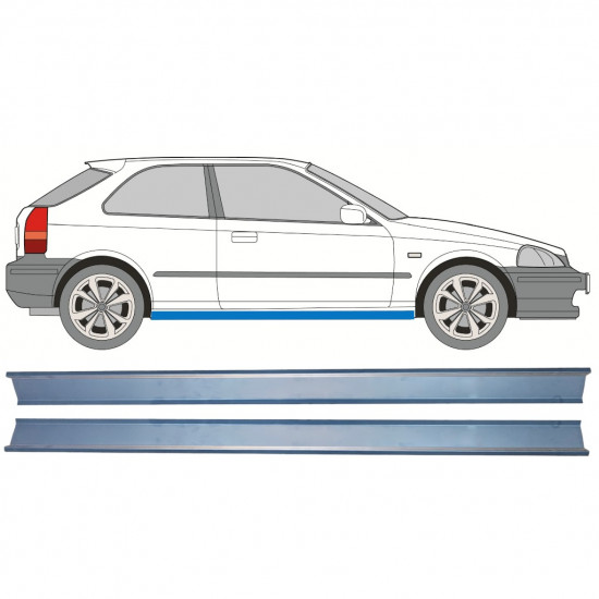 Pannello di riparazione sottoporta lamiera per Honda Civic EJ EK 1995-2001 / Sinistra = Destra (simmetrico) / Set 10328