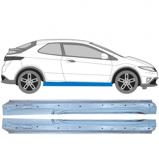 Sottoporta Lamiera Completo per Honda Civic 2005-2011 / Sinistra+Destra / Set 10093
