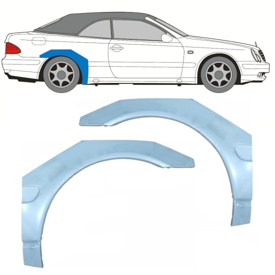 Pannello di riparazione parafango posteriore per Mercedes CLK A208 Cabrio 1997-2003 / Destra / CABRIO 16004