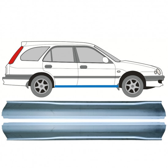Pannello di riparazione sottoporta lamiera per Toyota Corolla E11 1997-2002 / Sinistra+Destra / Set 9885