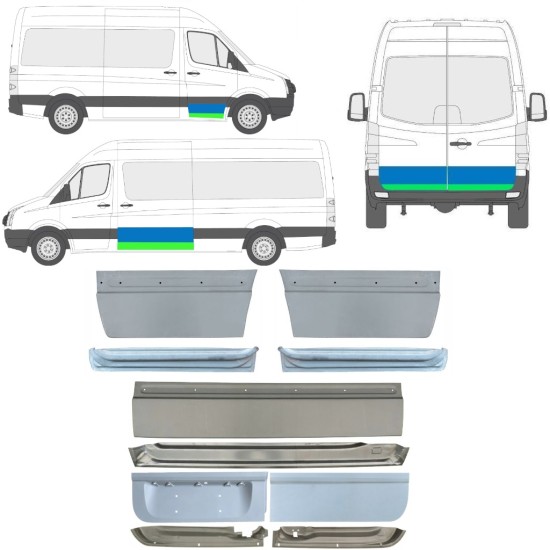 Lamiera di riparazione porta interno ed esterno per Volkswagen Crafter 2005-2017 / Sinistra+Destra / Set 14494
