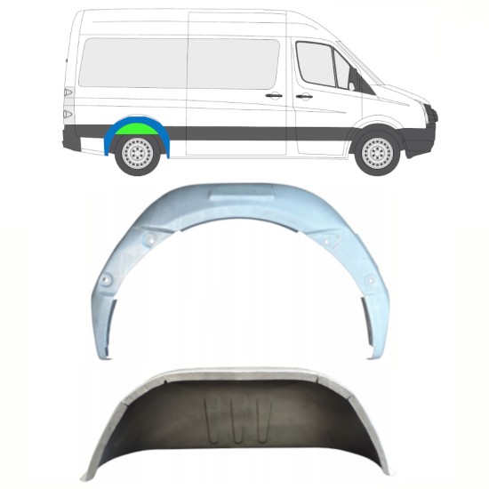Pannello di riparazione arco ruota posteriore interno per Volkswagen Crafter 2005-2017 / Destra / Set 14321