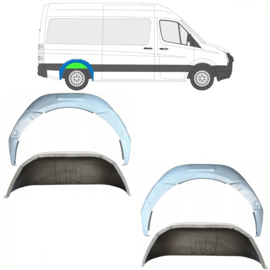 Pannello di riparazione arco ruota posteriore interno per Volkswagen Crafter 2005-2017 / Set 14498