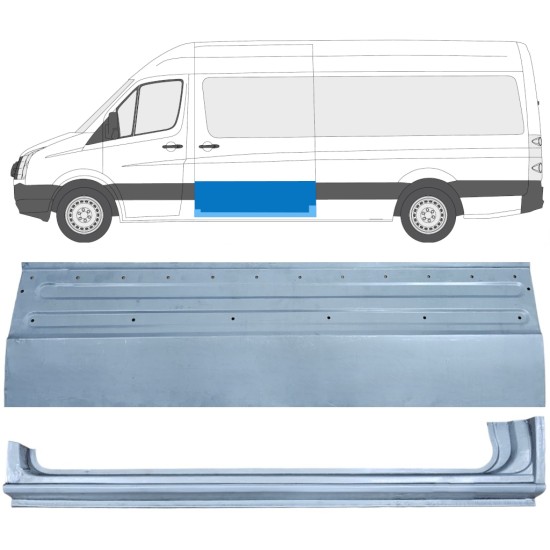 Lamiera di riparazione porta scorrevole e sottoporta per Volkswagen Crafter 2005-2017 / Sinistra / Set 14318