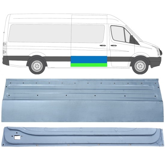 Pannello di riparazione esterno inferiore porta scorrevole per Volkswagen Crafter 2005-2017 / Destra / Set 14319