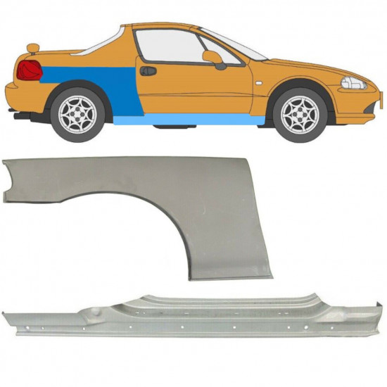 Lamiera di riparazione completo sottoporta e parafango posteriore per Honda Civic Del Sol 1992-1998 / Destra / Set 11143