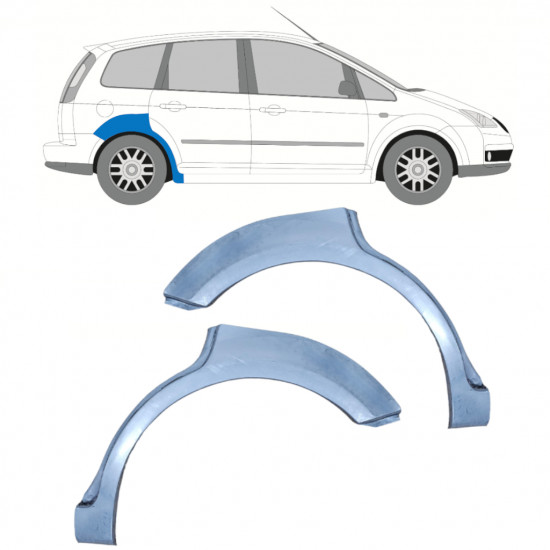 Pannello di riparazione parafango posteriore per Ford Focus C-MAX 2003-2007 / Sinistra+Destra / Set 11882