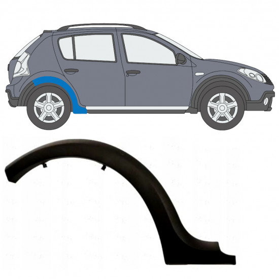 Modanatura laterale parafango posteriore per Dacia Sandero 2008-2012 / Destra 9033