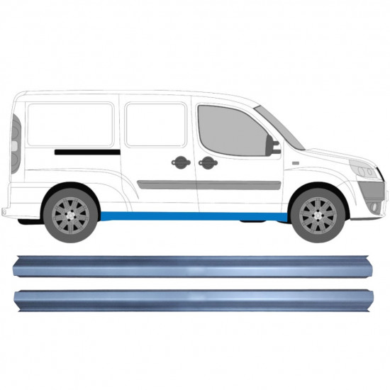 Pannello di riparazione sottoporta lamiera per Fiat Doblo 2001-2010 / Sinistra+Destra / Set 11347
