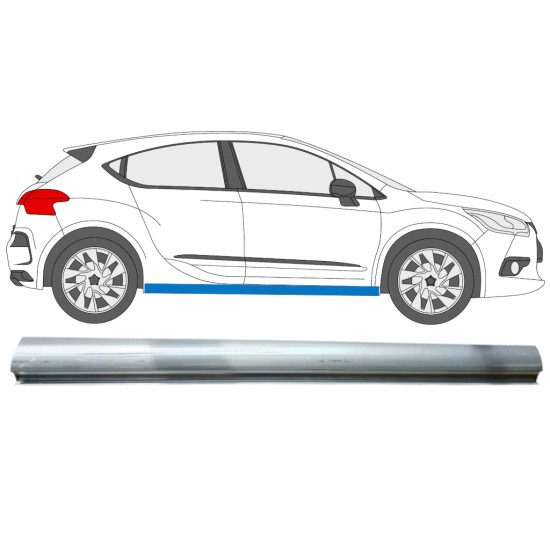 Pannello di riparazione sottoporta inferiore per Citroen DS4 2011-2015 / Destra 15014