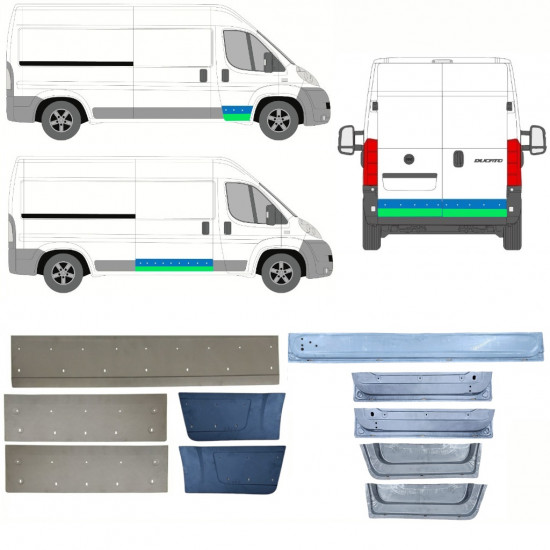 Lamiera di riparazione porta interno ed esterno per Peugeot Boxer 2006-2025 / Sinistra+Destra / Set 14510