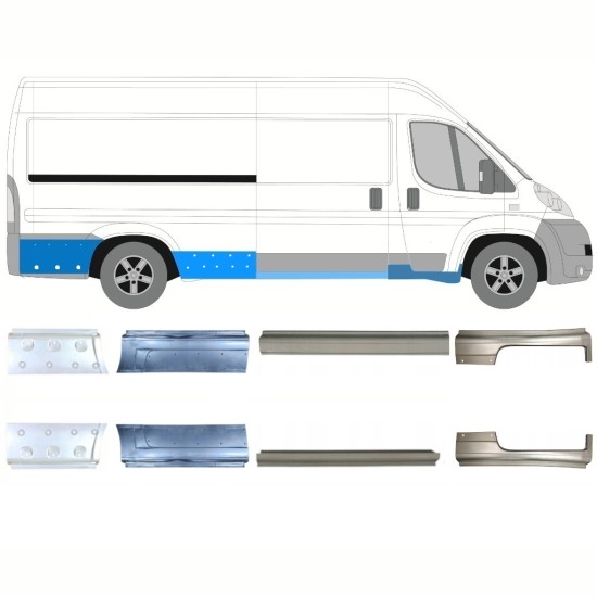 Pannello di riparazione sottoporta lamiera per Peugeot Boxer 2006-2026 / Sinistra+Destra / Set 14168