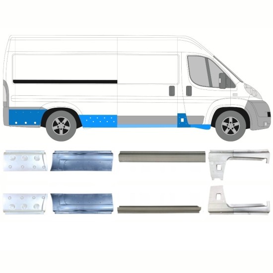 Pannello di riparazione sottoporta lamiera per Fiat Ducato 2006-2026 / Sinistra+Destra / Set 10889