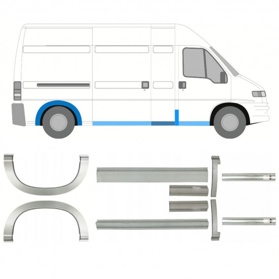 Pannello di riparazione sottoporta e parafango posteriore per Fiat Ducato 1994-2006 / Set 11518
