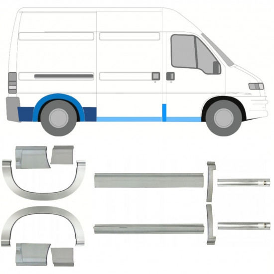 Pannello di riparazione sottoporta e parafango posteriore per Citroen Jumper 1994-2006 / Set 14232