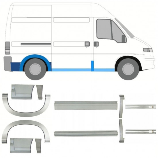Pannello di riparazione sottoporta e parafango posteriore per Fiat Ducato 1994-2006 / Set 11522