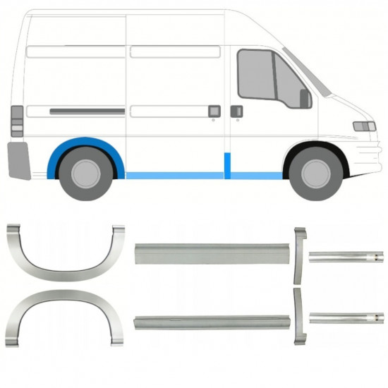 Pannello di riparazione sottoporta e parafango posteriore per Fiat Ducato 1994-2006 / Set 11516