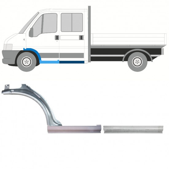 Pannello di riparazione sottoporta e parafango anteriore per Fiat Ducato 1994-2006 / Sinistra / Set 9904