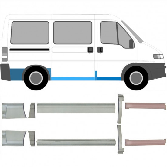 Pannello di riparazione sottoporta e parafango posteriore per Fiat Ducato 1994-2006 / Set 5087