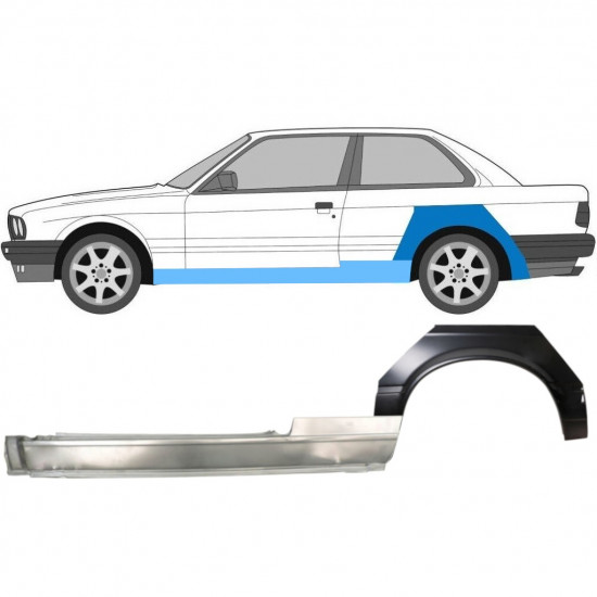 Lamiera di riparazione completo sottoporta e parafango posteriore per BMW 3 E30 1982-1987 / Sinistra / Set 11235
