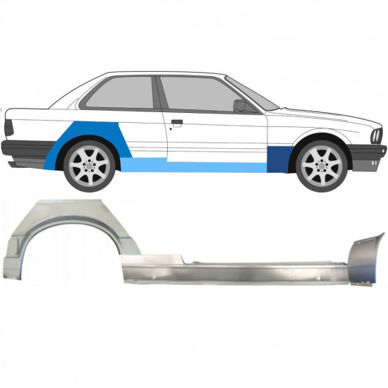Pannello di riparazione sottoporta + parafango anteriore + posteriore per BMW 3 E30 1987-1994 / Destra / Set 11511