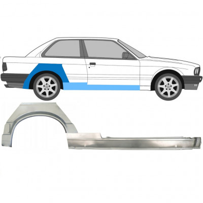 Lamiera di riparazione completo sottoporta e parafango posteriore per BMW 3 E30 1987-1994 / Destra / Set 11505