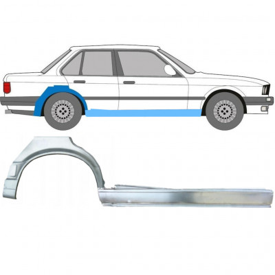 Lamiera di riparazione completo sottoporta e parafango posteriore per BMW 3 E30 1987-1994 / Destra / Set 11240