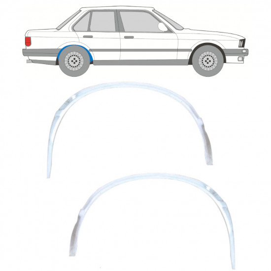 Pannello di riparazione arco ruota posteriore interno per BMW 3 E30 1982-1994 / Sinistra+Destra / Set 10847